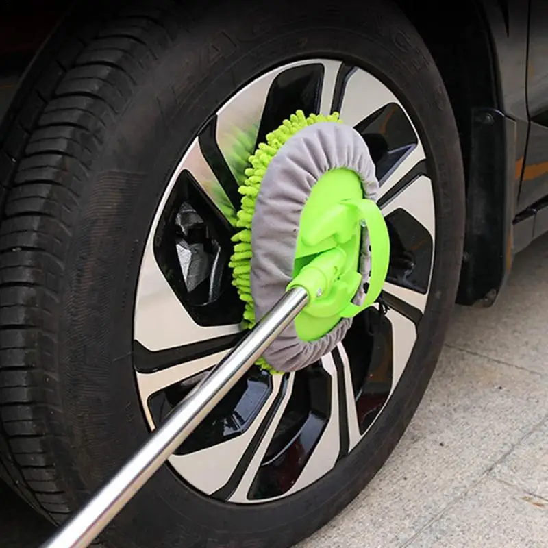 

2 In 1 Car Wash Mop Cleaning Brush Kit Telescopic Long Handle Mop Curved Rod Soft Brush Kit Duster Washing Car Tools Accessories