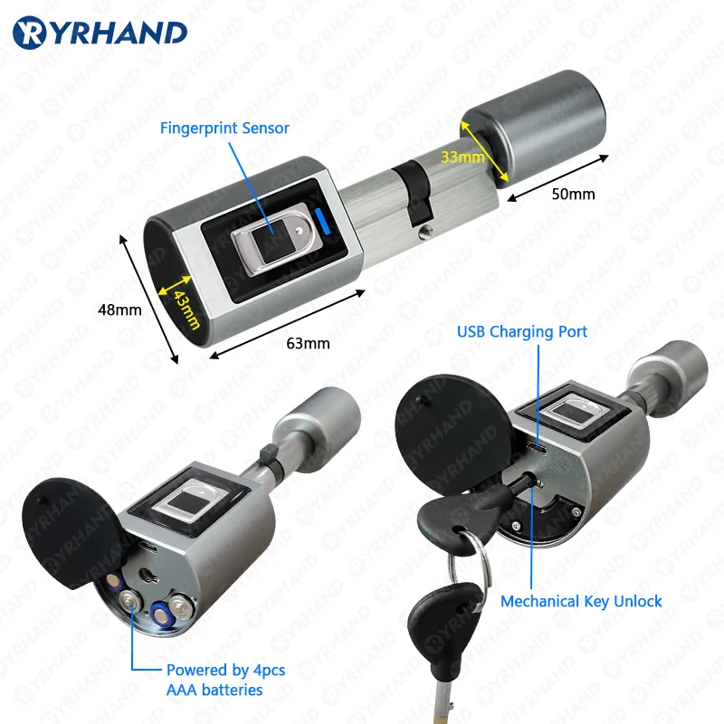 Ttlock Fingerprint Smart adjust Cylinder Lock password Biometric Electronic door Lock with digital Keypad Home intelligent lock Smart Lock