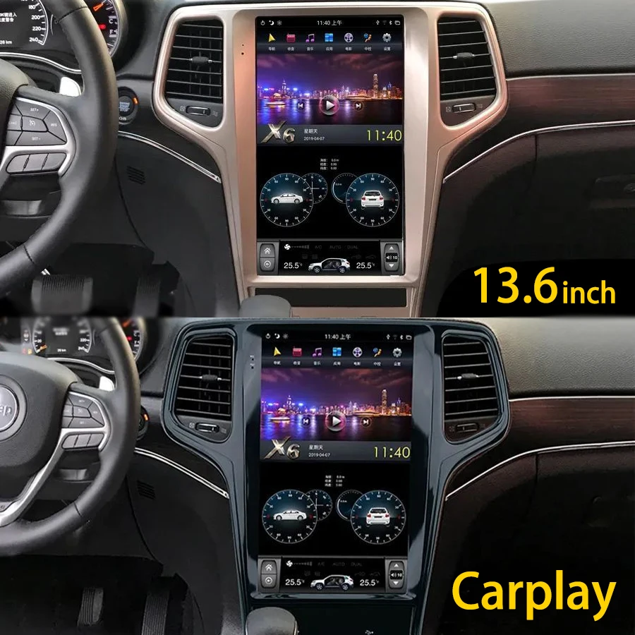 

Android Car GPS Navigation 13.6" Tesla Style Vertical Screen For Jeep Grand Cherokee 2013 Radio Stereo Multimedia Video Player
