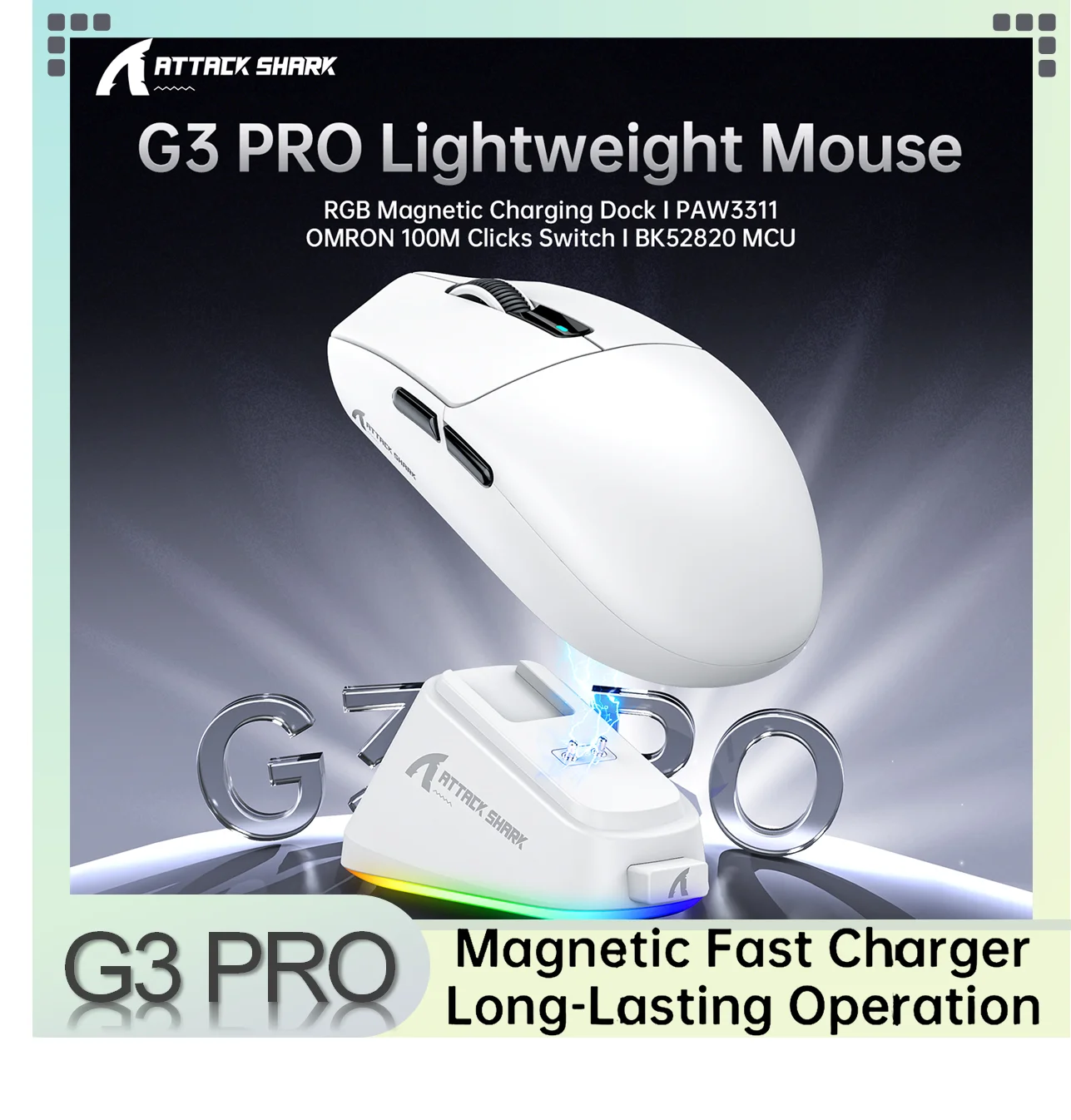 G3 Pro Mode Wireless Gaming Mouse-PAW3311 Sensor,2.4G/Bluetooth/Wired,Ultra-Light Mouse Ergonomic for PC/Laptop Gaming