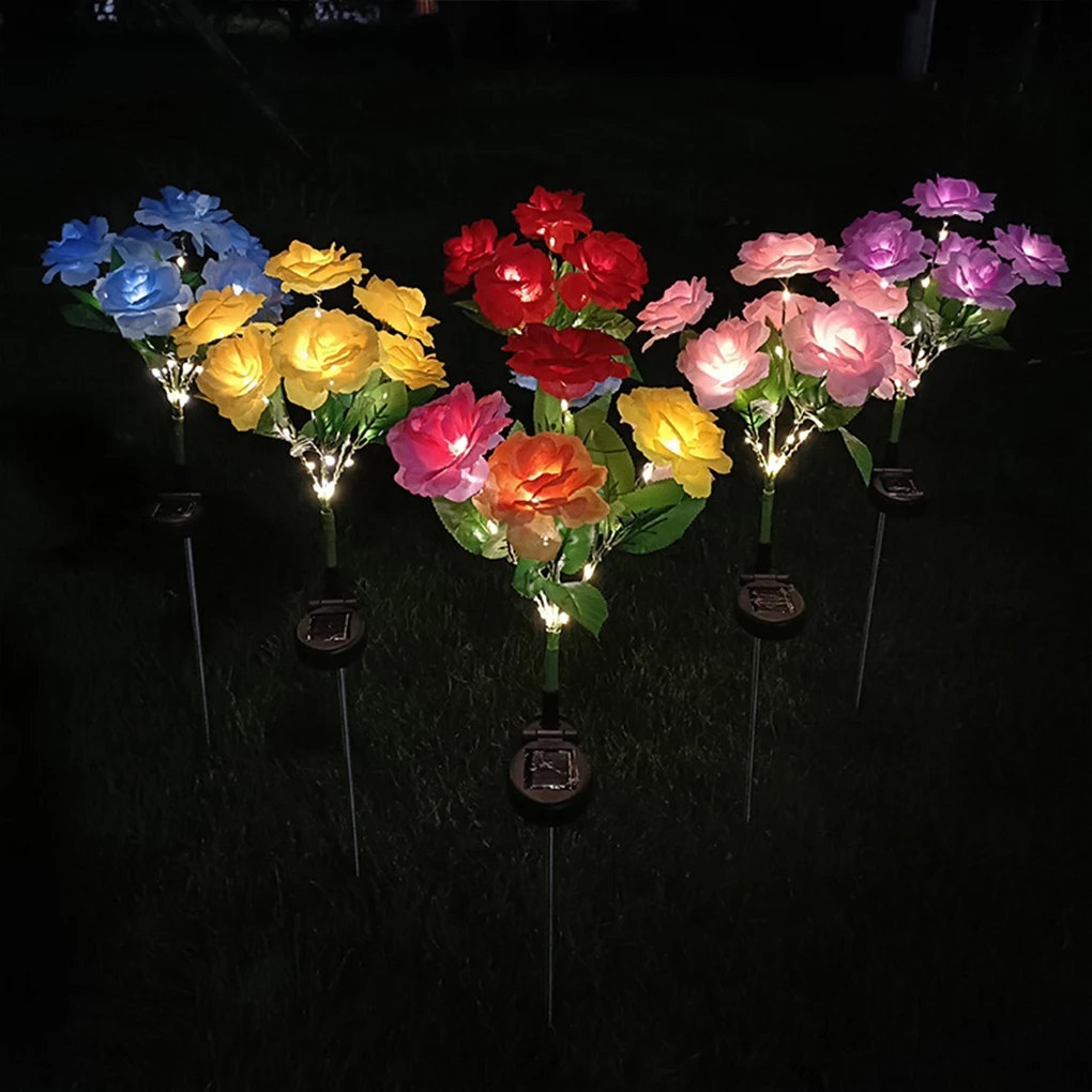 

Garden Colorful Solar Rose Light Simulation Flower Lamp Courtyard Lawn Garden LED Ground Insertion Atmosphere Decoration Light