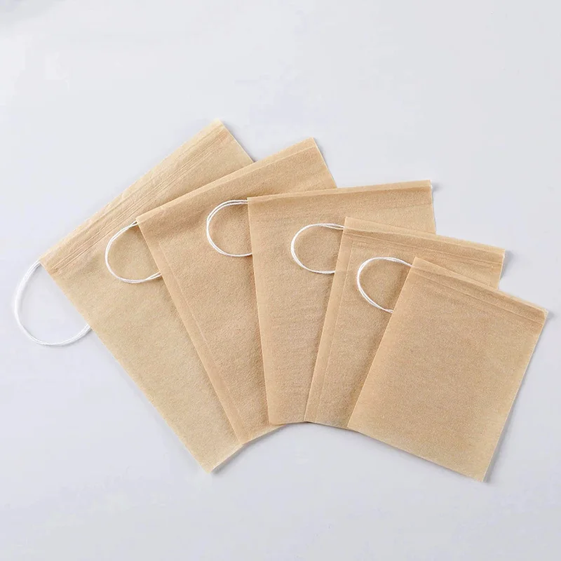 Disposable Tea Bags 100Pcs Biodegradable Filter Paper Food Grade Drawstring Loose Leaf Powder Herbal Medicine Strainer