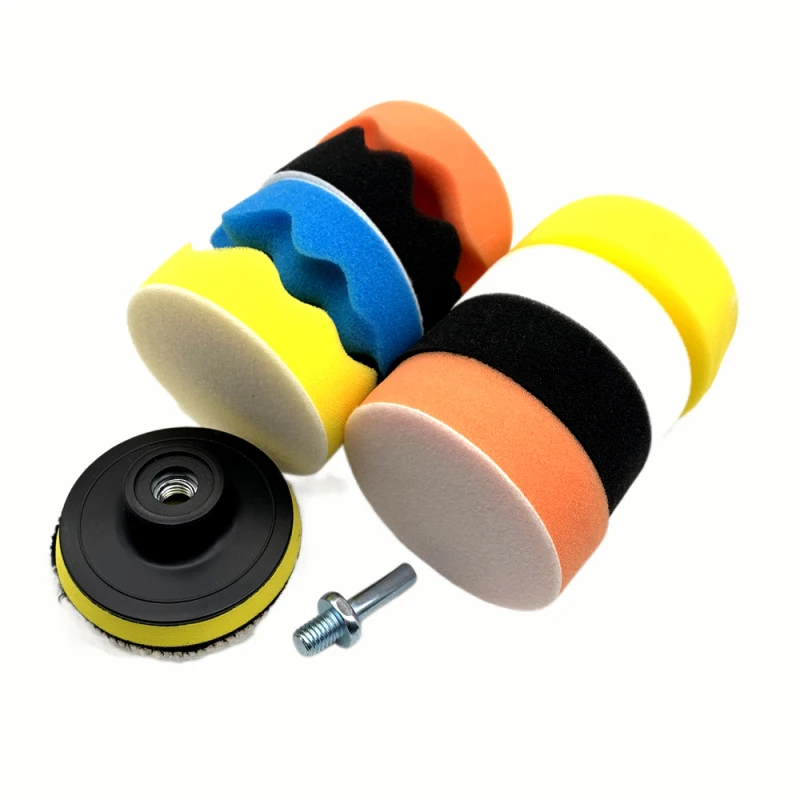 11pcs/set Foam Car Polishing Disc Self-adhesive Buffing Waxing Sponge Wool Wheel Pad For Polisher Drill Adapter Kit Polish