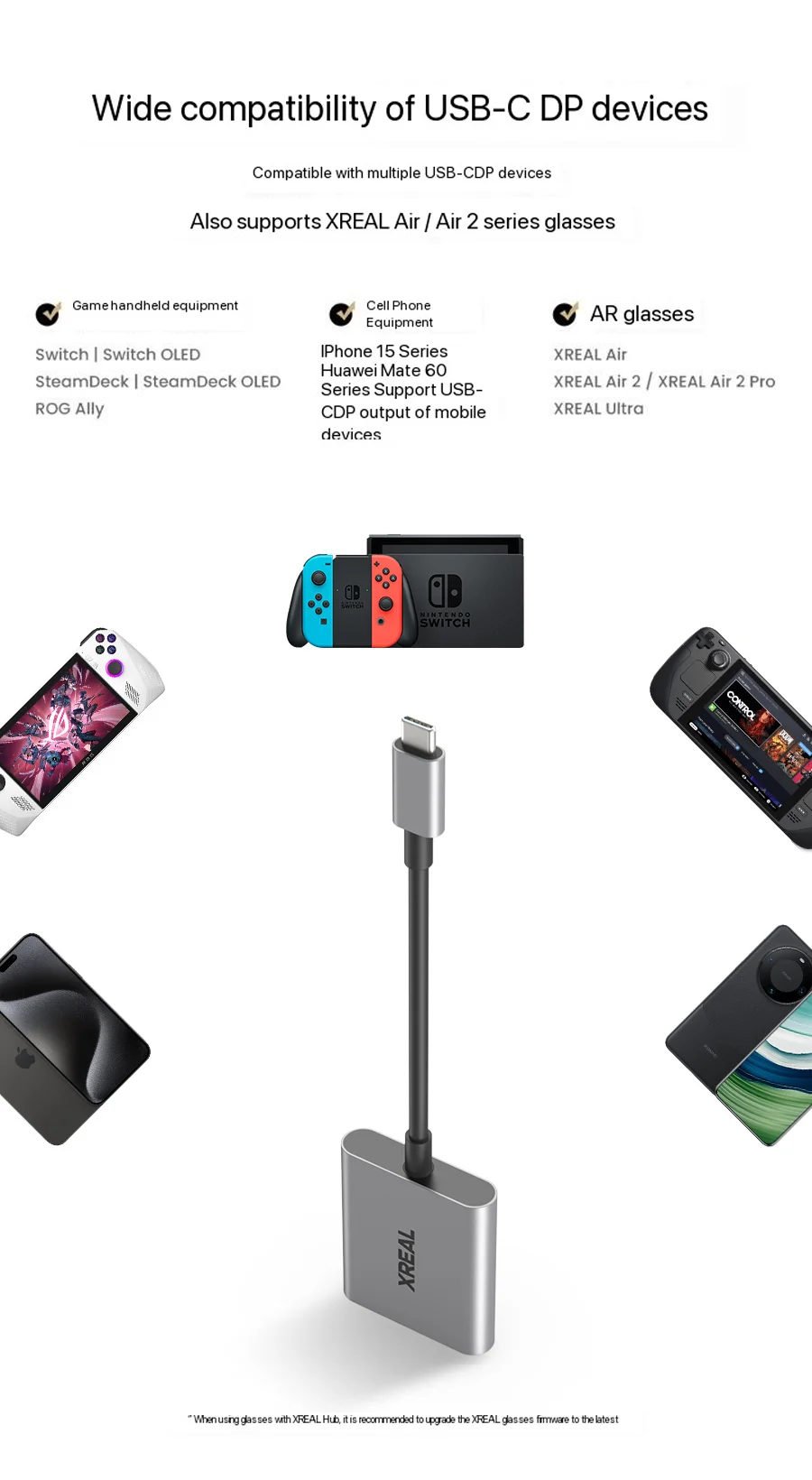 XREAL Hub 120hz USB-C PD Fast Charging Adapter Video Adapter