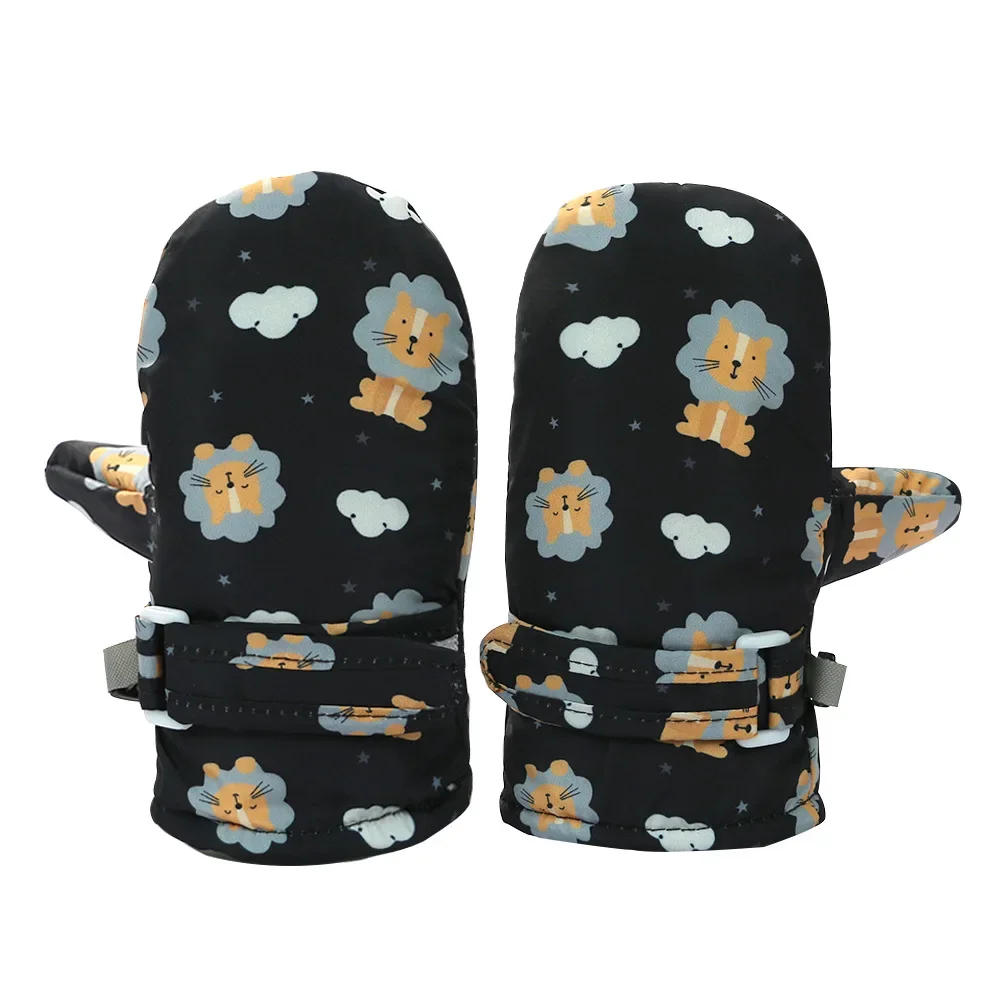 New Kids Winter Ski Gloves Cute Cartoon Warm Mittens Non-slip Windproof Waterproof Outdoor Sports Gloves for Children Boys Girls 2