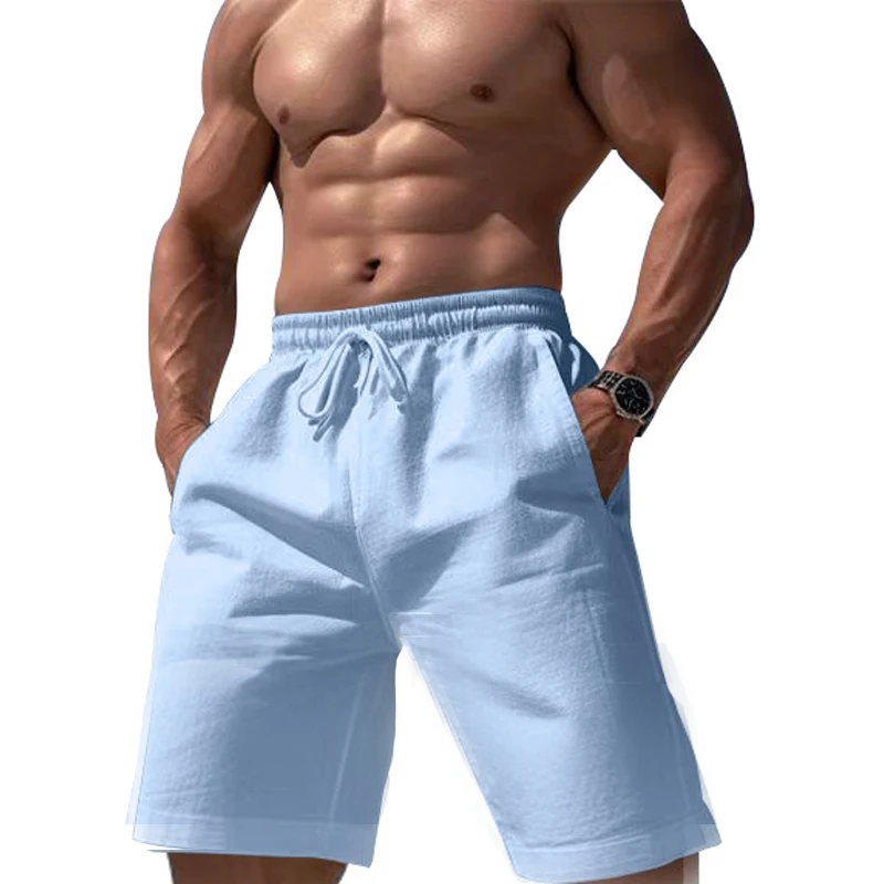 

Summer New Men's Hip Hop Breathable Cotton Hemp Sports Five Cent Shorts Trend Fashion Solid Color Simple Thin Casual Shorts