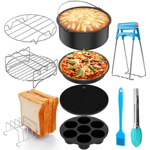 Large Air Fryer Silicone Basket Pot 25/21.5/20cm Round Non-stick