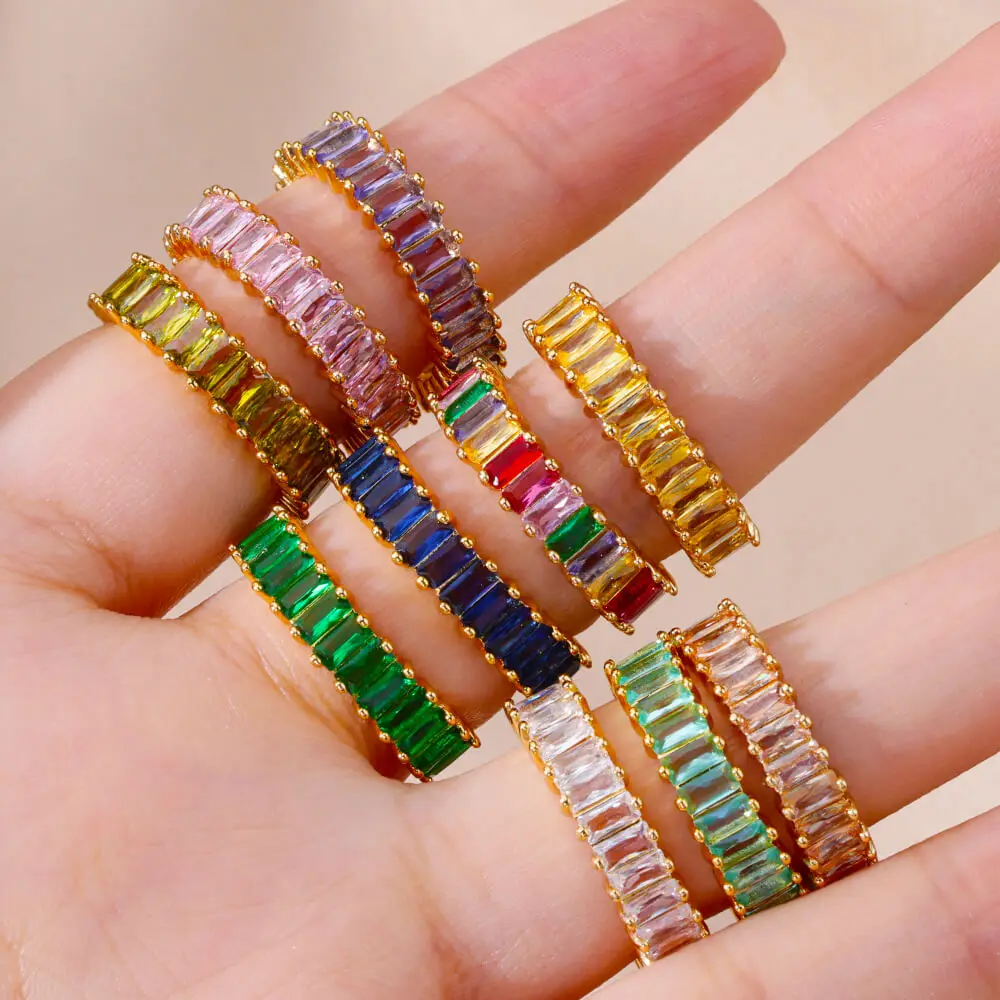 Gold Color Ring Stainless Steel Ring Finger Ring Zircon Crystal Ring For Women Wedding Party Gift