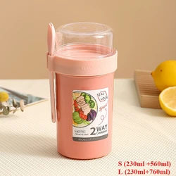 Deluxe Bento Lunch Box Set with Dressing Holder and Fork - L (Pink)
