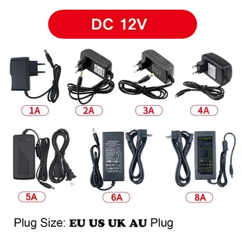 LED 스트립 라이트 CCTV용 전원 공급 장치, DC 12V, 1A, 2A, 3A, 4A, 5A, 6A, 8A, LED 드라이버 변압기, AU, EU, 미국, 영국 플러그