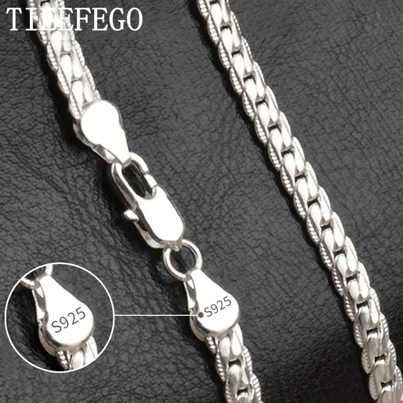 Ожерелье TIEEFEGO из серебра 925 пробы с боковой цепью для женщин и мужчин модные