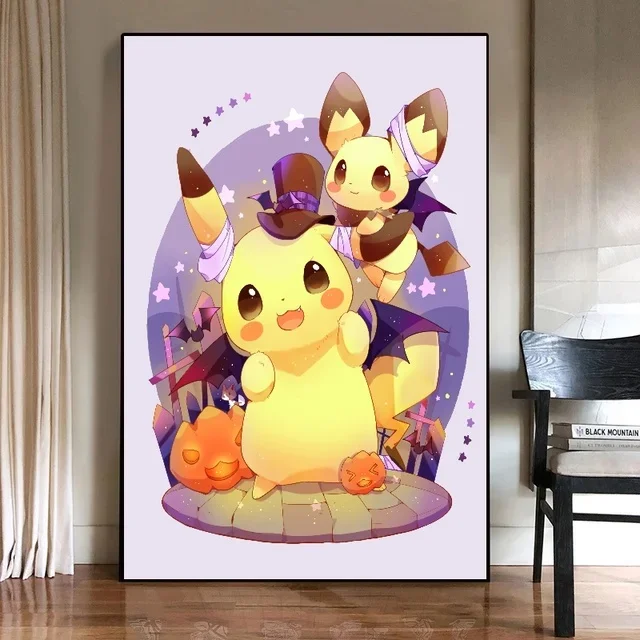 thumbnail image 1 of Figuras de anime de Pokémon Japón Valorant Pikachu Charizard periféricos lienzo decoración de pared impresión carteles de anime pintura regalo para el hogar, 1 of 5