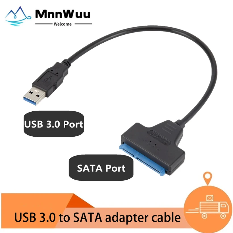 

MnnWuu USB 3.0 SATA to USB cable adapter up to 6 Gbps supports 2.5 inch external SSD HDD hard drive 22-pin SATA cable adapter