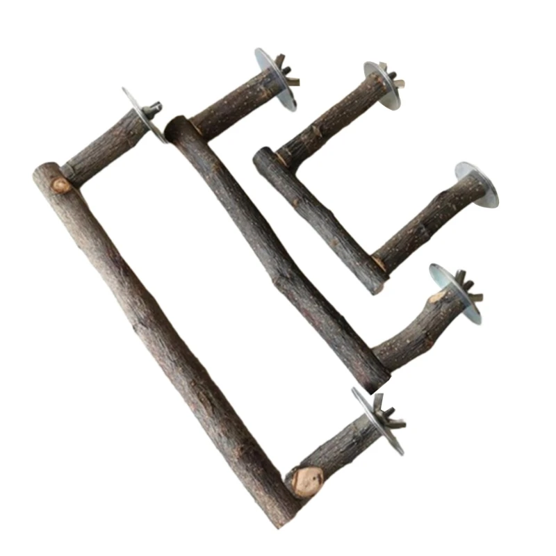 

Natural Wood Perch Parrot Bird Grooming Stand Bar Grinding Claw Toy for Small Birds Easy to Install