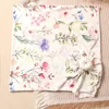Ylsteed Rose Flower Print Newborn Photography Wrap with Turban Hat Infant Photo Shooting Outfits  Baby Receiving Swaddle Blanket 2