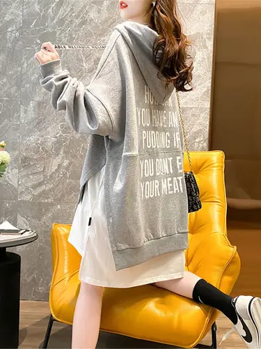하라주쿠 패치워크 레저 맨투맨 후드티 여성용, 블랙 글자 프린트, 세련된 하이 스트리트 스타일, 얼짱 스타일, 여성 스웨터 2