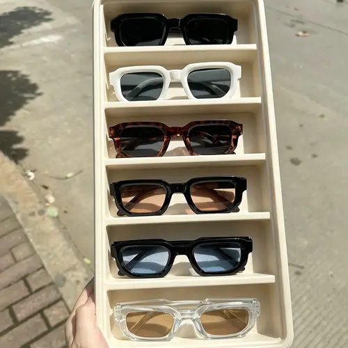 6PCS/Set Women Vintage Rectangle Frame Sunglasses Fashion Retro Sun Glasses Luxury Brand Design Glasses Eyewear Men Goggle - Image 2