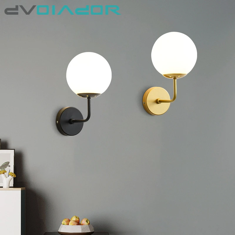Nordic Ball Glass Wall Lamp Modern Minimalist Bedroom Bedside Living