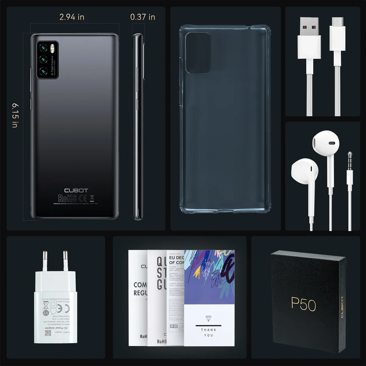 Cubot P50 Smartphone Android 11 OS 6GB +128GB 6.217