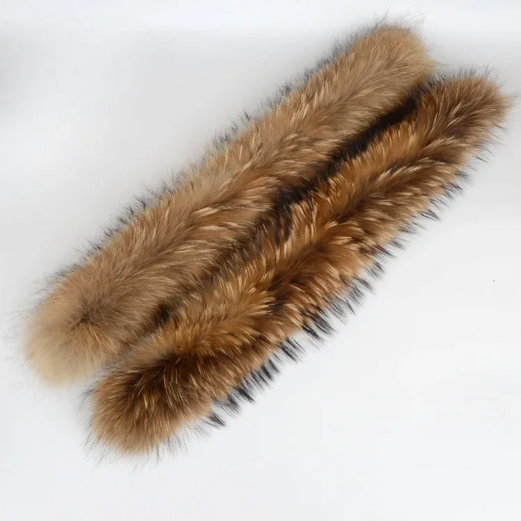 Real Natural Raccoon Fur Collar Scarf Fluffy Strips Trim Winter Jackets Accessories For Women Men Kids-raccoon fur scarf