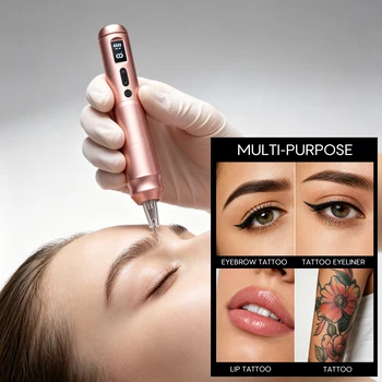 Macchina per Tatuaggio Sopracciglia Regolabile, Batteria da 900mAh, Penna per Trucco Permanente con Corsa 2.0-4.0mm
