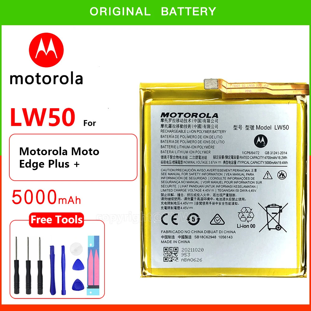 Sostituzione Originale Motorola Batteria Lw50 5500Mah Batteria Per Motorola Moto Edge + / Edge + / Edge Plus Batterie + Strumenti Gratuiti
