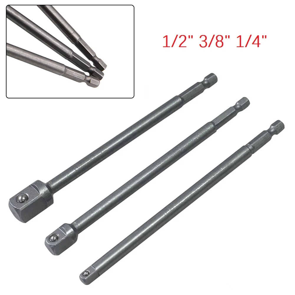 1/3Pcs 150mm Impact Screwdriver Drill Bit 1/4 3/8 1/2inch Socket Adapter Extension Bar For Power Screwdriver Tools Accessories