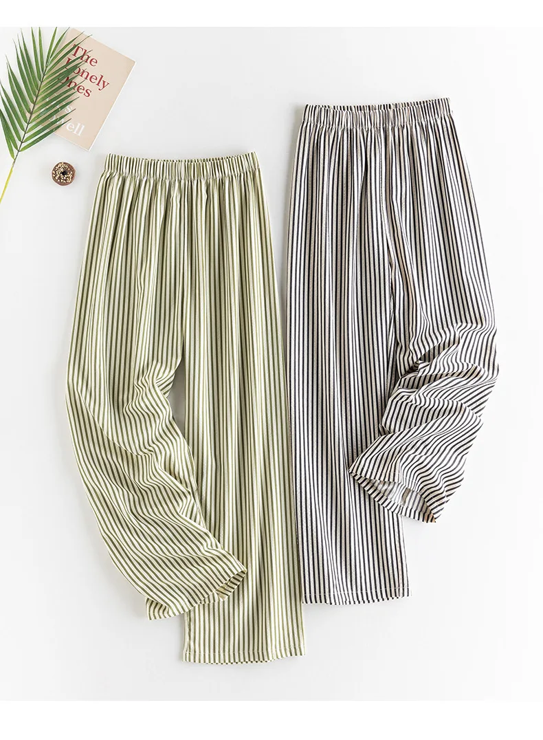 Gerade Gestreiften Pyjama Hosen Neue Frühling Herbst Hause Tragen Hosen Casual Koreanische Nachtwäsche Pyjamas Hose Frauen Pantalones – Detail 8