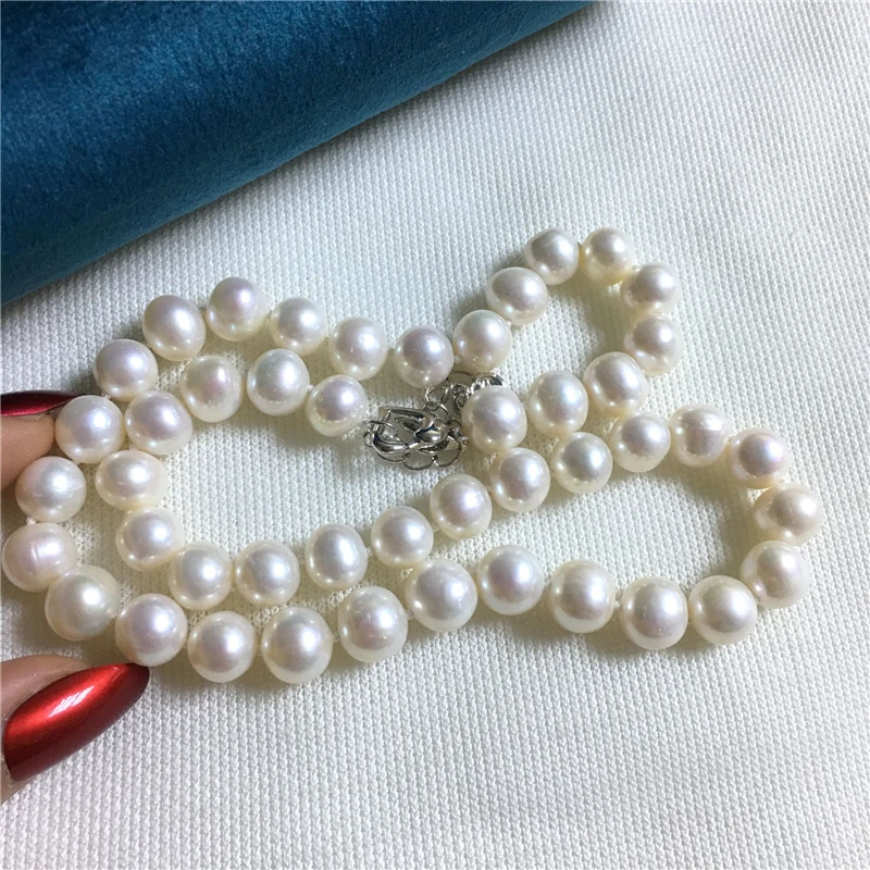 White Round Pearl Necklace Genuine Natural Freshwater Pearl Choker Necklaces For Women Classic Jewelry Gift 2022