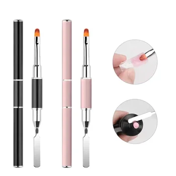 Nuovo pennello e raccoglitore per gel Spazzola per unghie design 2 in 1 e spatola Strumento per pennello per unghie in gel per gel di estensione per unghie acriliche
