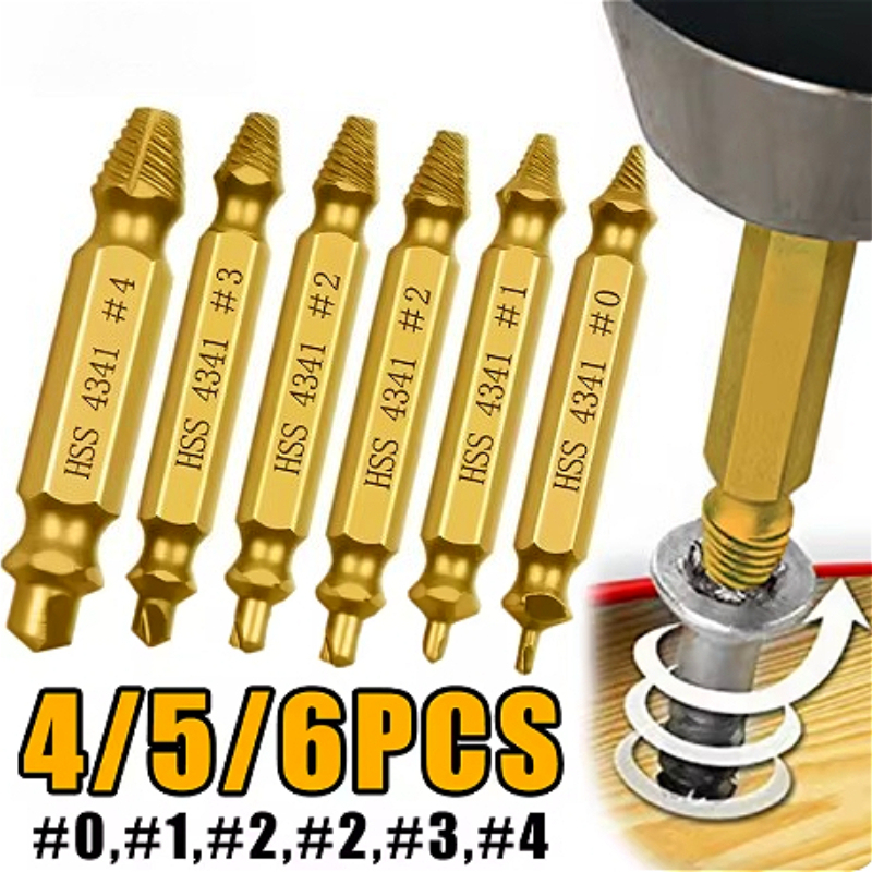 6pc High Speed Steel M3-M10 Titanium Plated Composite Tap Hexagonal Drill and Tap Integrated Tap Machine with Hole Chamfer Tool