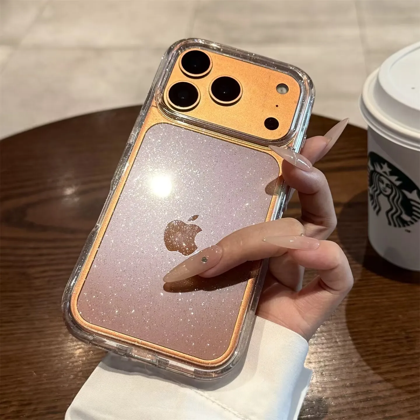 Shockproof Luxury Bling Glitter Transparent Phone Case with Air Armor Bumper