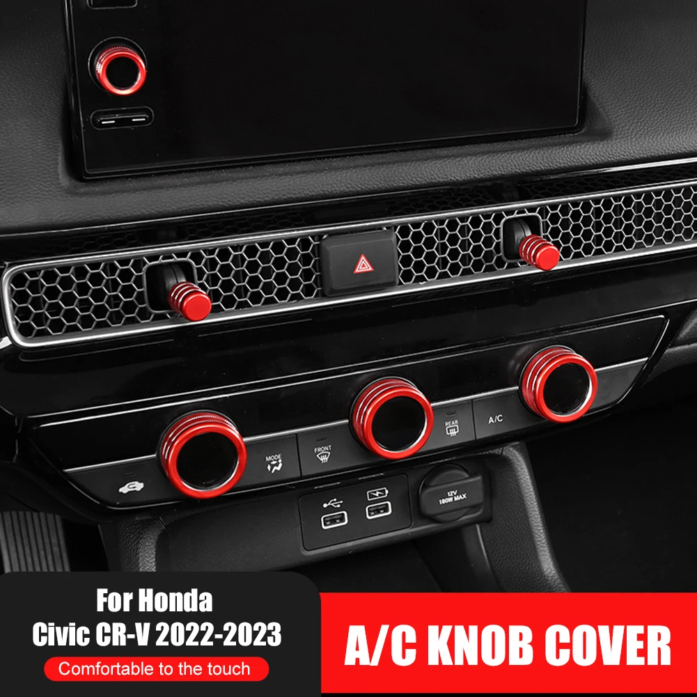 Крышка ручки кондиционера для Honda Civic 11 поколения 2022 CRV 2023, кнопки двигателя из алюминиевого сплава A/C, внешнее кольцо, аксессуары