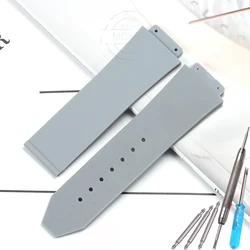 Men's Soft Silicone Sports Waterproof Watchband - 19mm x 25mm Strap, Big Bang Collection for 19  x 25mm (Grey)