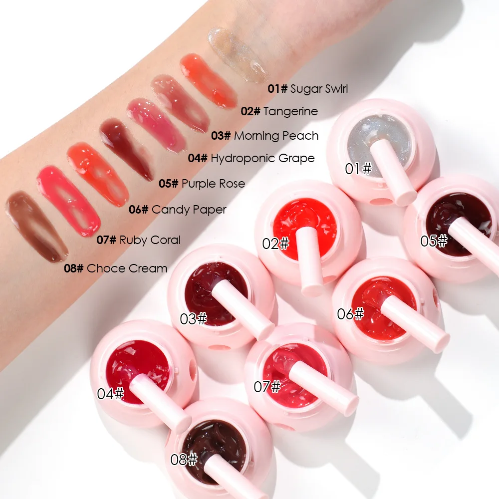 8 kleuren potglans hydraterende spiegelglas Li Glaze Listick hydraterende gel in blik Lis Cheek Blush crème tint_voghion.com