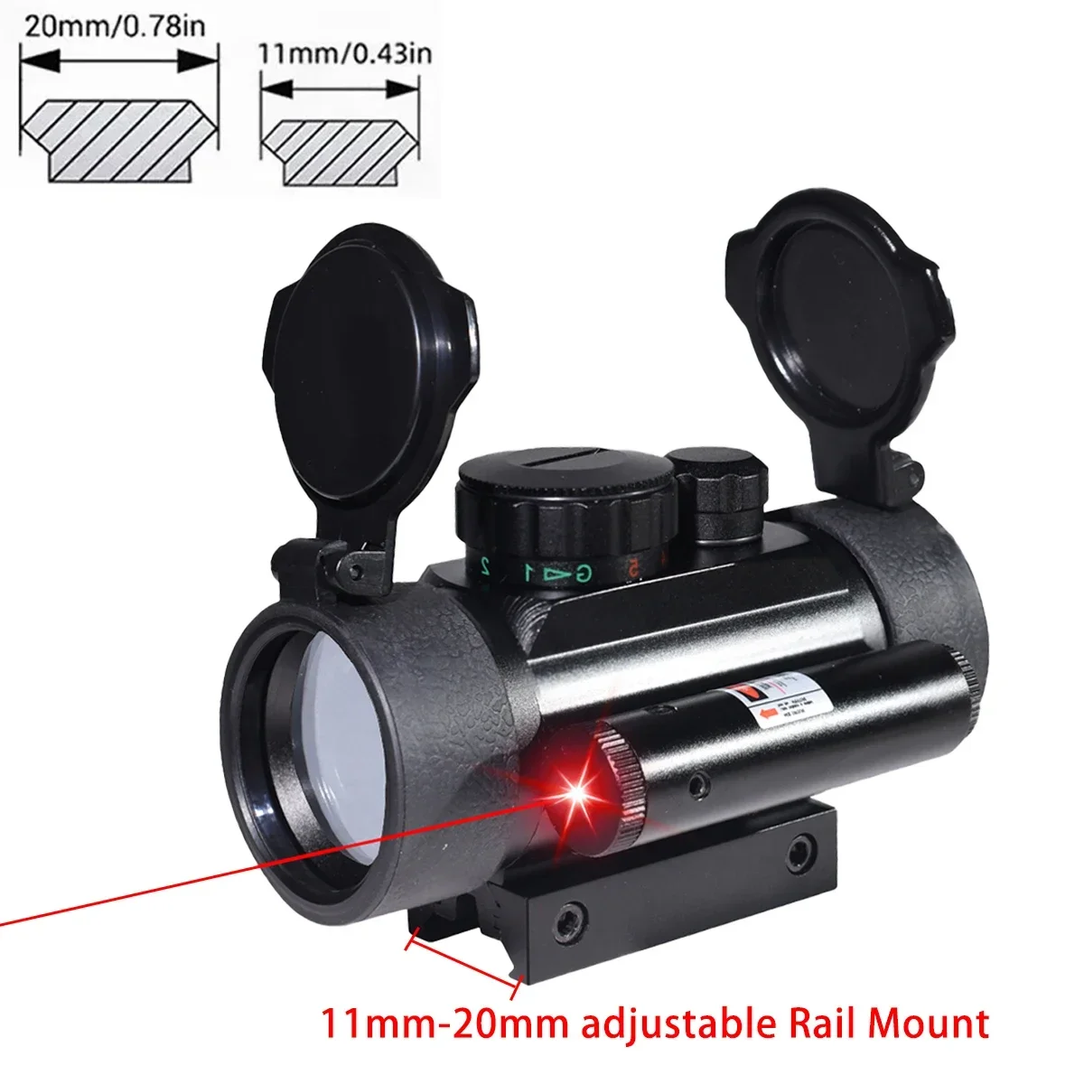 1x40 Red Dot Laser Sight Tactical Scope Outdoor Hunting Rifle Scope Green Red Dot Collimator Airsoft Sight 11mm/20mm Rail Mount