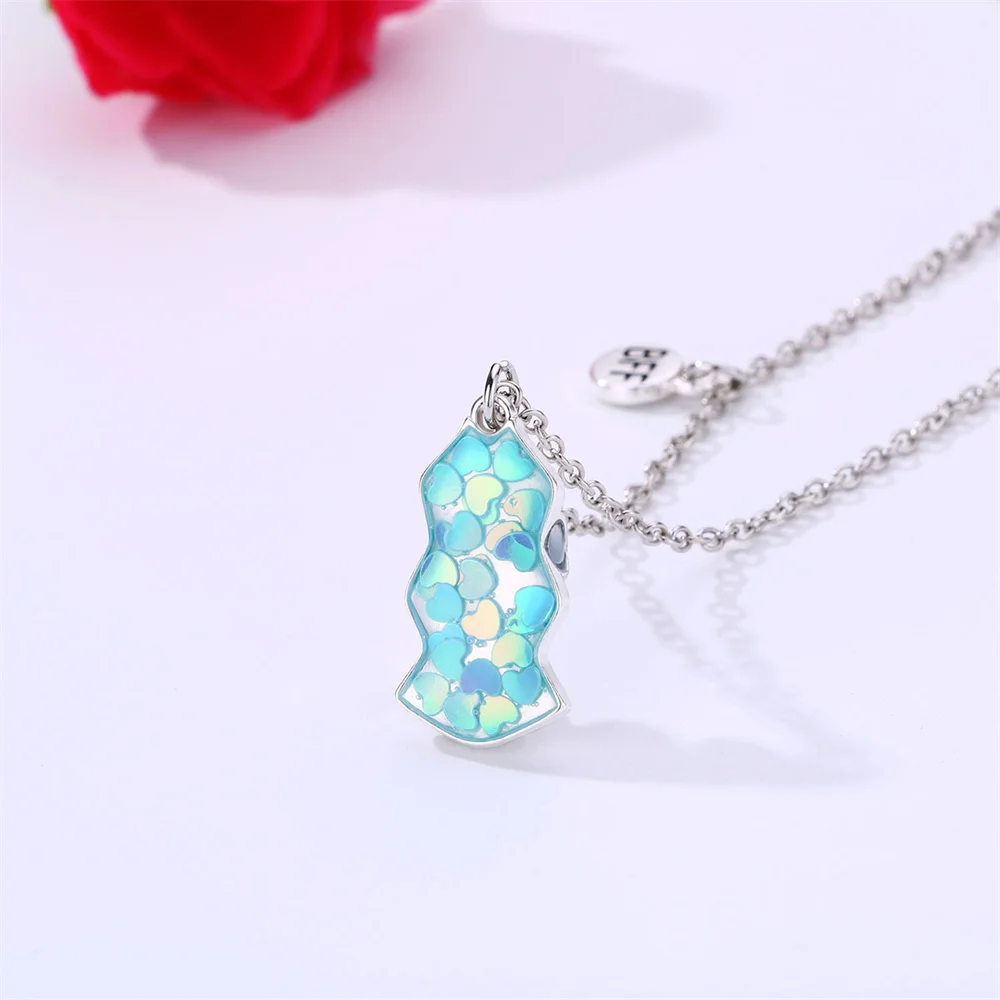 3pcs Stitching Heart Colorful Sequins Magnetic Pendant Necklace Stitching Fashion Simple Design Daily Casual Friendship Jewelry 5