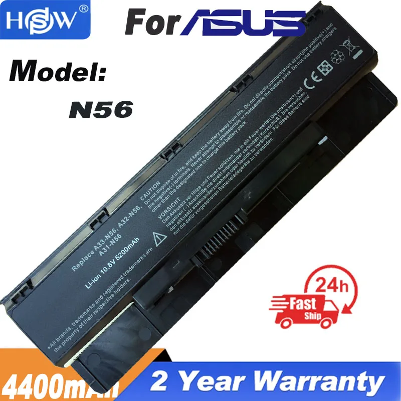 

4400mAh 6cell battery A31-N56 For ASUS A32-N56 A33-N56 N46 N76 N56 N46V batteries N56V B53V B53A F45A F45U N76V R500N N56D batte