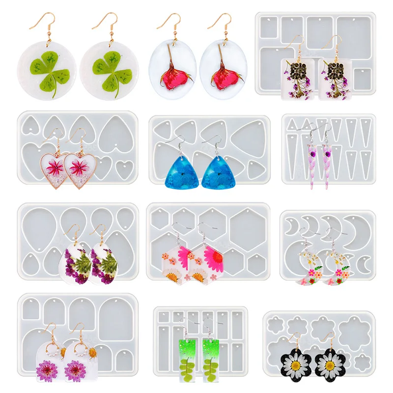 Earring Pendant Silicone Mold Geometric Diamond Epoxy Resin Casting Mold Hexagonal Heart-shaped Jewelry Handicraft Production creative storage box jewelry box resin silicone mold diy epoxy resin cosmetic box mold handicraft making accessories