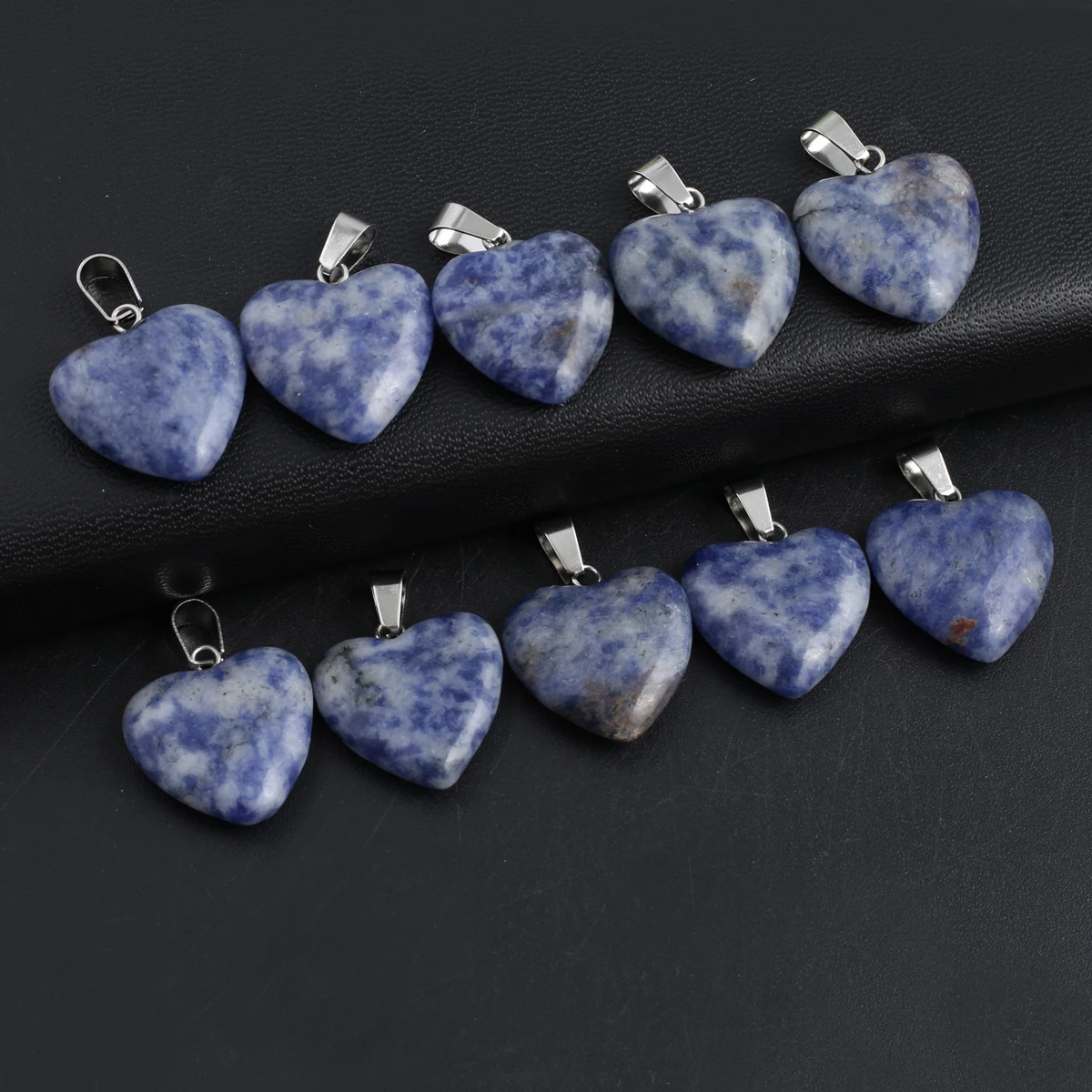

Charm Natural White Dot Blue Pendant Heart Shape Natural Stone Pendant for Making DIY Jewelry Necklace Earrings Accessory