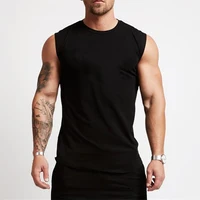 Summer Mens Sports Fitness Vest Cotton Round Neck Sleeveless T-Shirt Jogger Gym Running Bodybuilding Basketball Training Vest