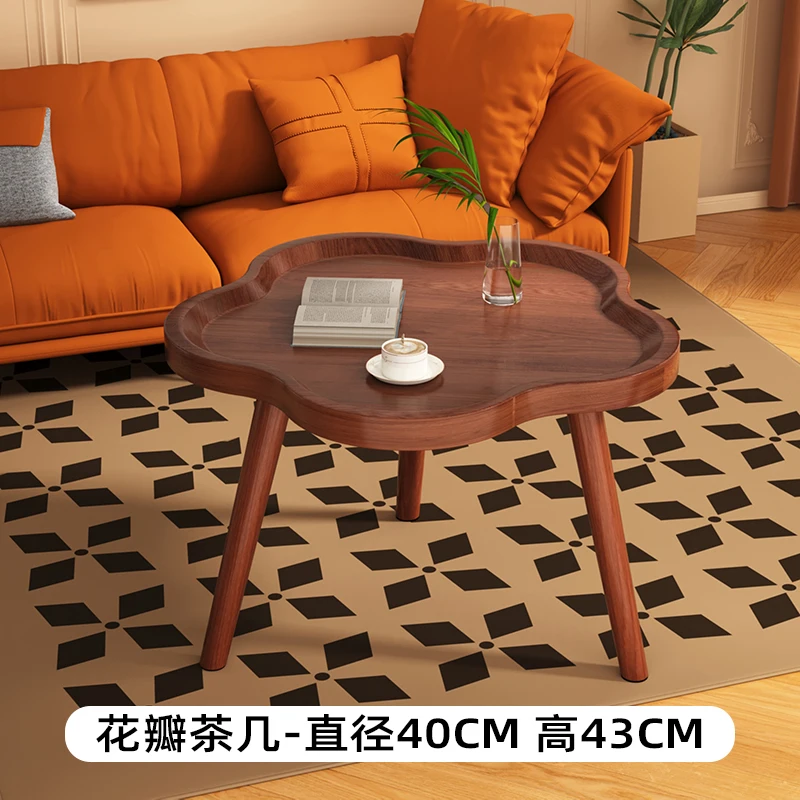 שולחן קפה עתיק עיצוב מודרני עץ ייחודי שולחן צד קטן מינימליסטי עגול מוביל סלון בית רהיטים