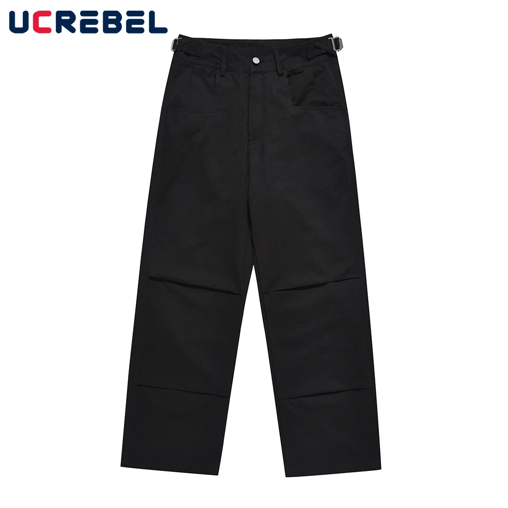 

Autumn Casual Solid Color Trousers Mens Streetwear Simple Loose Straight-leg Pants Men