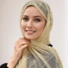 Lurex Glitter Gold Scarf Women Muslim Shimmer Hijab Solid Color Headscarf Shiny Shawls Islamic Pashmina Bandana Foulard femme 1