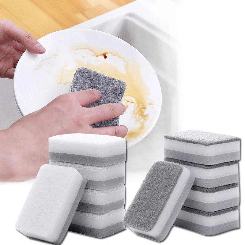 

5Pcs High Density Double-sided Cleaning Spongs Household Scouring Pad Kitchen Wipe Dishwashing Sponge Cloth Dish Cleaning Towels