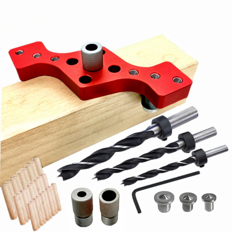 

Woodworking 6/8/10mm Vertical Pocket Hole Jig Self Centering Dowel Drill Guide Pin Fixture Sliding Drilling Punch Guide Set