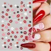 2pcs Valentine's Red Lips Nail Art Stickers Black White Lips Love Gift Nail Gel UV Stickers Cartoon 3D DIY Nail Art Decorations 1