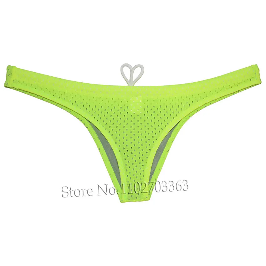 Men's Swim Thong Bikini Swimsuit with Bulge Pouch T-back Design Mini Beachwear Tangas Style Surfing Shorts