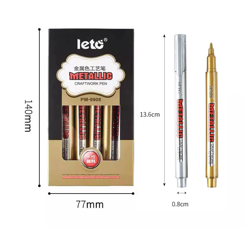 Gold & Silver Metal Markers Waterproof Quick Dry Water-Based Paint Pen for Greeting Card DIY Drawing And Signature 2pcs
