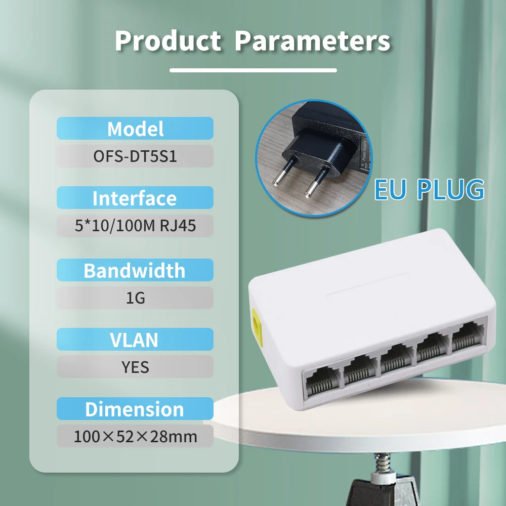 OPTFOCUS Compact 8-Port Gigabit Ethernet Network Switch with VLAN Support